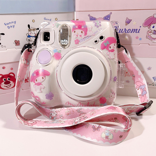 富士拍立得mini7+保护套壳迷你7c复古斜跨相机背带绳12可爱卡通7s