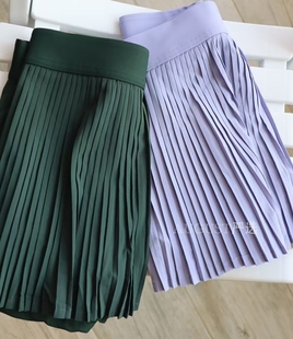 外穿跑步百褶风琴裙Varsity网球裙高腰短裙女假两件防走光半身裙