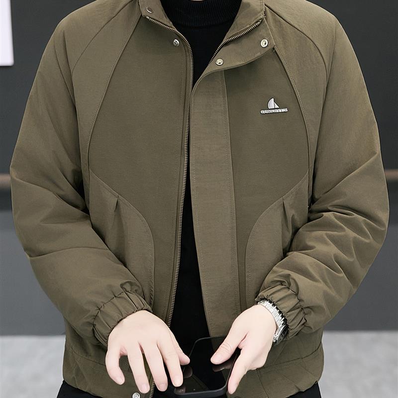 2025新款秋冬季加厚二棉夹克男潮流休闲百搭短款风衣冬装棉服外套