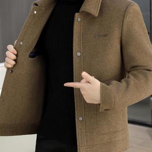 冬季短款双面羊毛呢大衣男加厚呢子夹克翻领休闲高端羽绒内胆外套