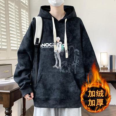 2025新款连帽卫衣男款秋冬款青少年加绒加厚外套初中高中学生冬装