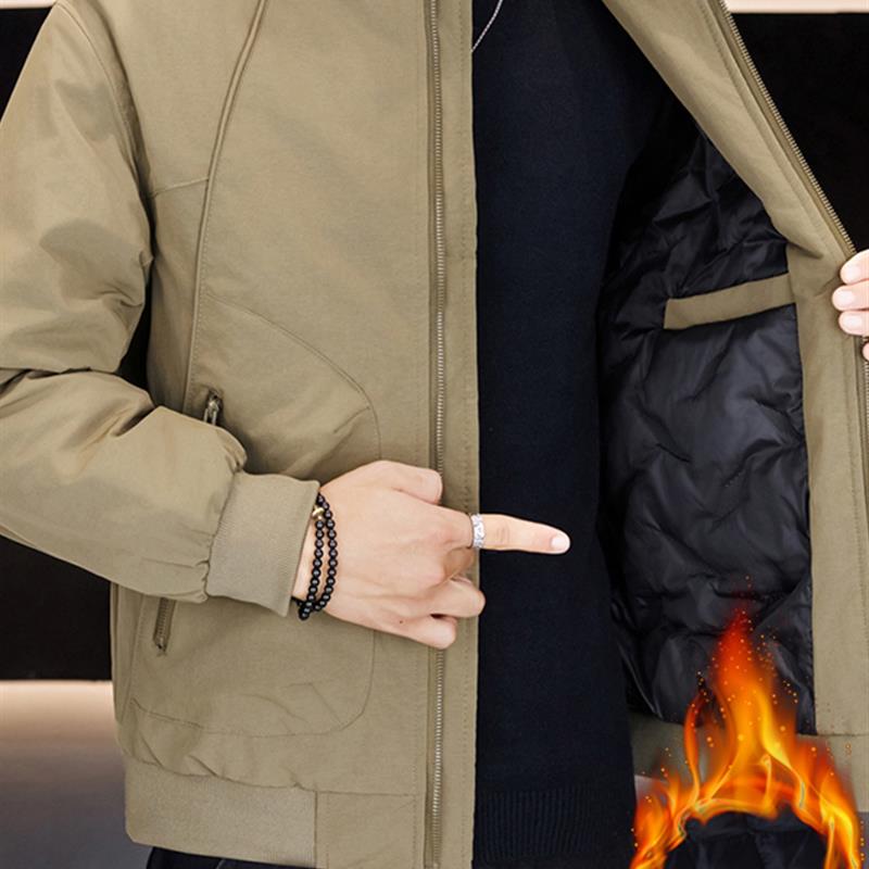 冬季新款立领夹克男士加棉加厚二棉外套潮牌休闲保暖棒球服棉衣男