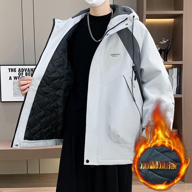 秋冬季青少年潮牌夹棉冲锋衣款式夹克男大童薄棉衣服学生二棉外套