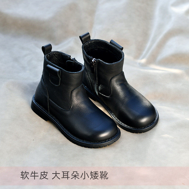 女童真皮马丁靴女宝软底新款秋冬款公主靴棉靴短靴矮靴宝宝靴潮靴