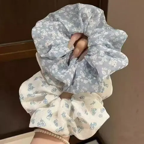 发圈俏皮淡淡丸子头的大肠圈洋气清新蓝灰色肠圈藕粉色马尾