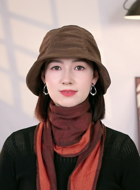 新款四季复古褶皱减龄盆帽休闲百搭渔夫帽气质文艺显脸小帽子女