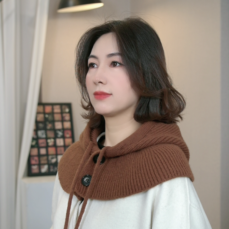 新款秋冬针织巴拉克拉法帽子围脖大头围连帽百搭保暖护耳包头帽女