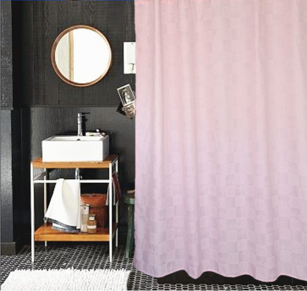 防霉防水涤纶布浴帘粉色暗花隔断