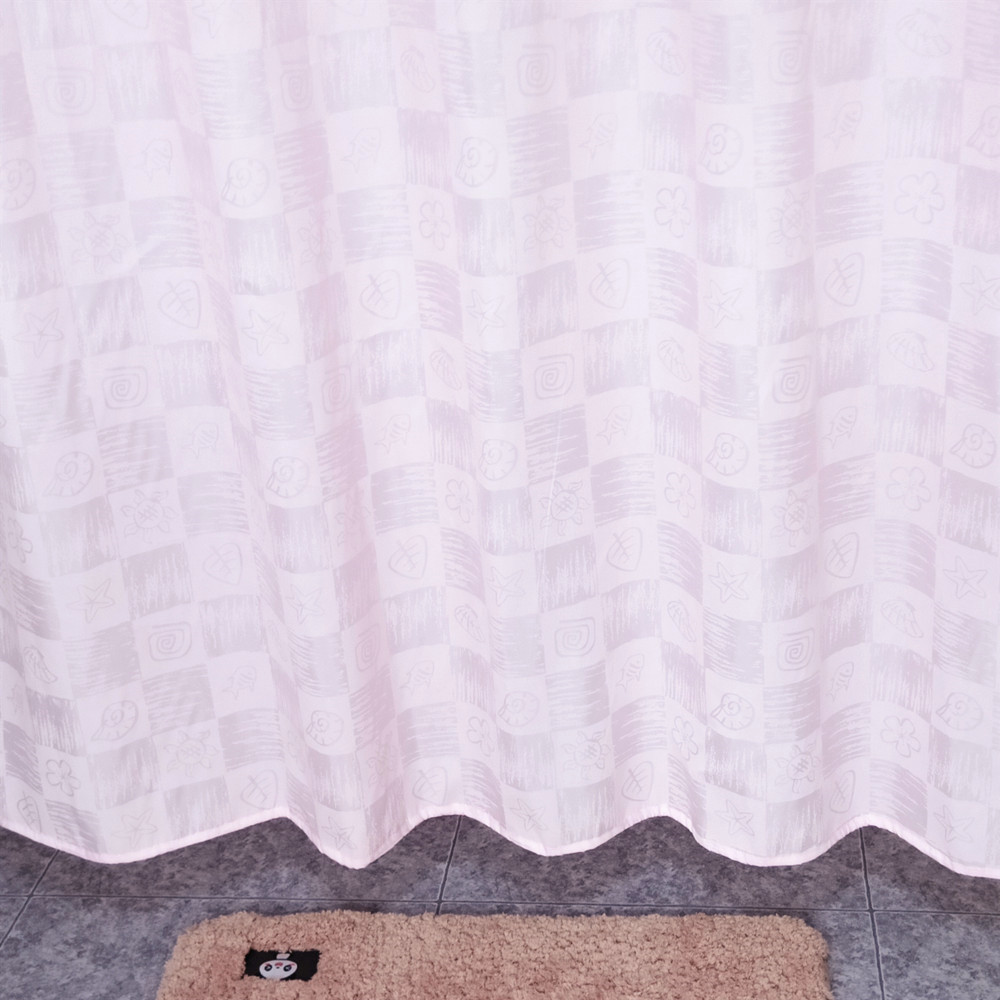 正品外贸加高自然拼图防水浴帘布