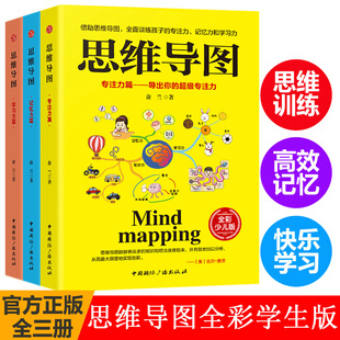 全套3册思维导图书籍学习力专注力东尼博赞初高中小学生思维逻辑记忆力训练书籍全彩少儿版 逻辑学导论入门基础书籍 思维风暴简单
