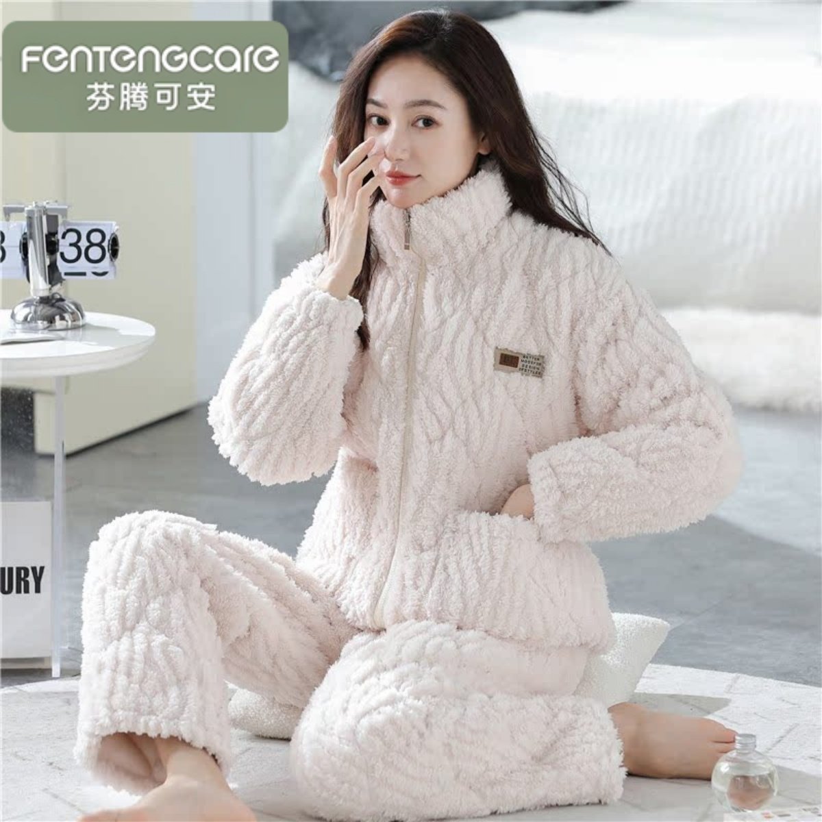 秋冬季睡衣女珊瑚绒夹棉袄三层加厚加绒保暖家居服法兰绒套装,女士内衣/男士内衣/家居服,睡衣/家居服套装,淘宝优惠券,粉丝福利购,淘宝优惠卷
