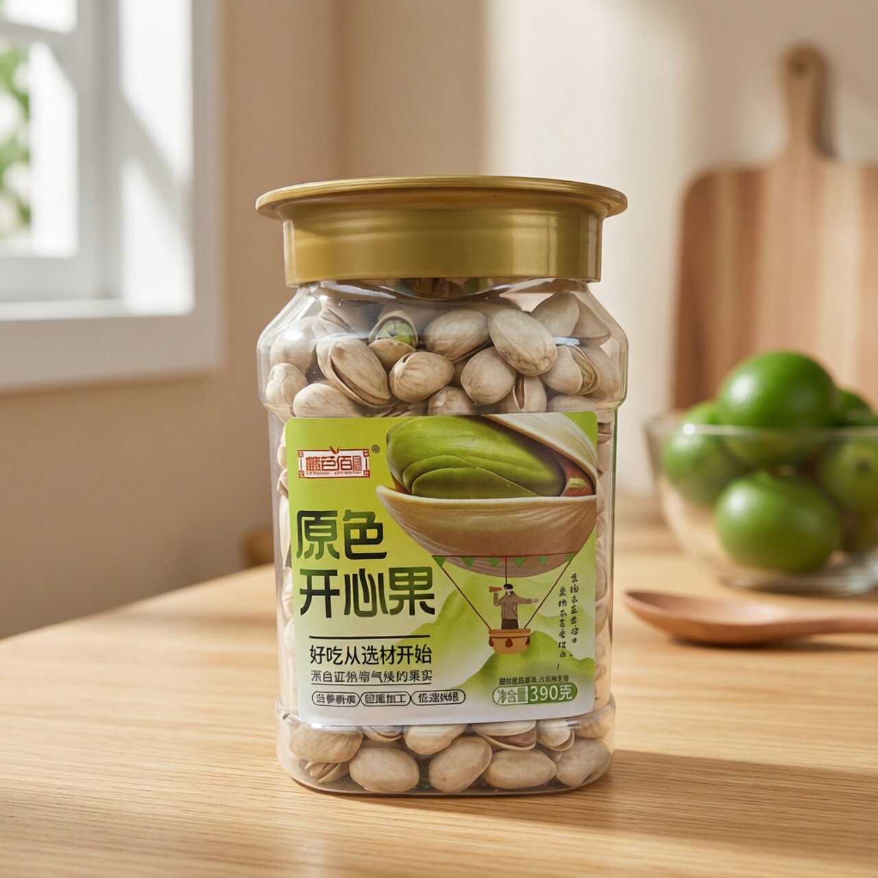 原色开心果390g罐装A+级大颗粒自然开口坚果健康休闲零食