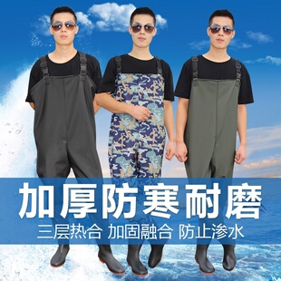 子男连体雨鞋 加厚半身下水裤 水裤 皮叉抓水鞋 全身 子防水衣服雨裤