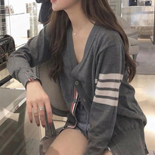 毛衣男女情侣外套V领羊毛针织打底衫 2019春秋TB开衫 外套明星同款