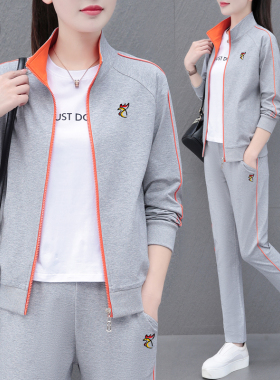 【品牌】妈妈运动服套装女春秋冬季中年大码休闲卫衣跑步服三件套