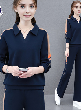【品牌】运动服套装女春秋季新款宽松时尚大码跑步休闲卫衣两件套