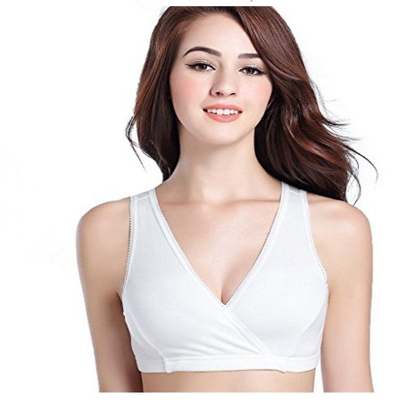 纯棉哺乳文胸春夏季孕妇背心产后喂奶睡眠胸罩大码白色哺乳内衣