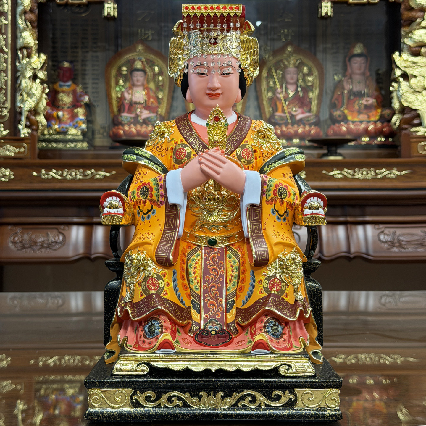 妈祖娘娘神像 海神天妃娘娘像 天上圣母天后香樟木雕千里眼顺风耳