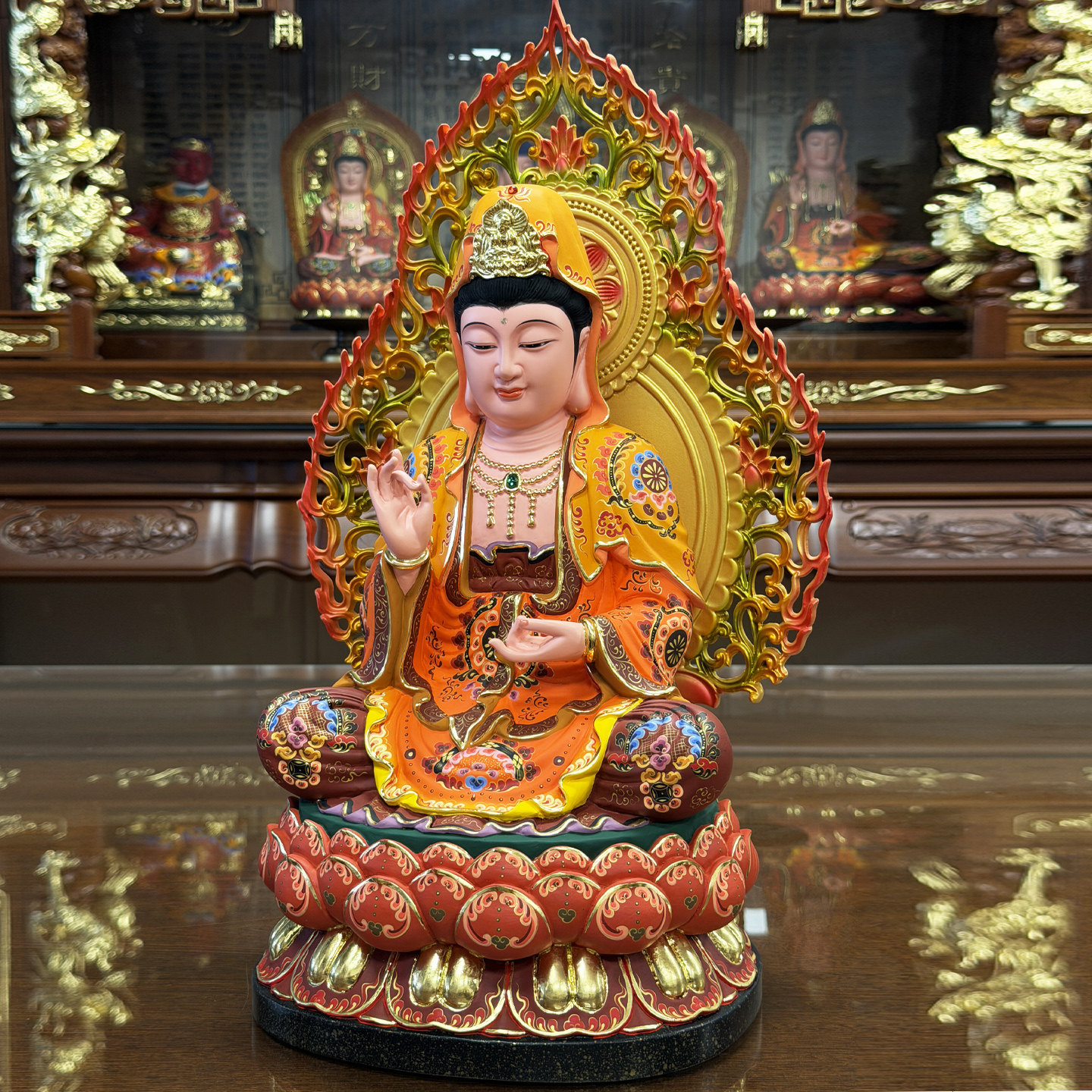 西方三圣佛像木雕神像阿弥陀佛大势至菩萨观音菩萨中式客厅供奉