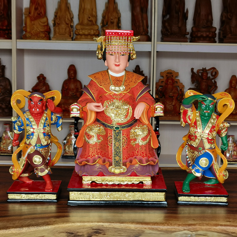 妈祖娘娘神像摆件佛像海神妈祖天上圣母天后供奉彩绘居家木雕_虎窝淘