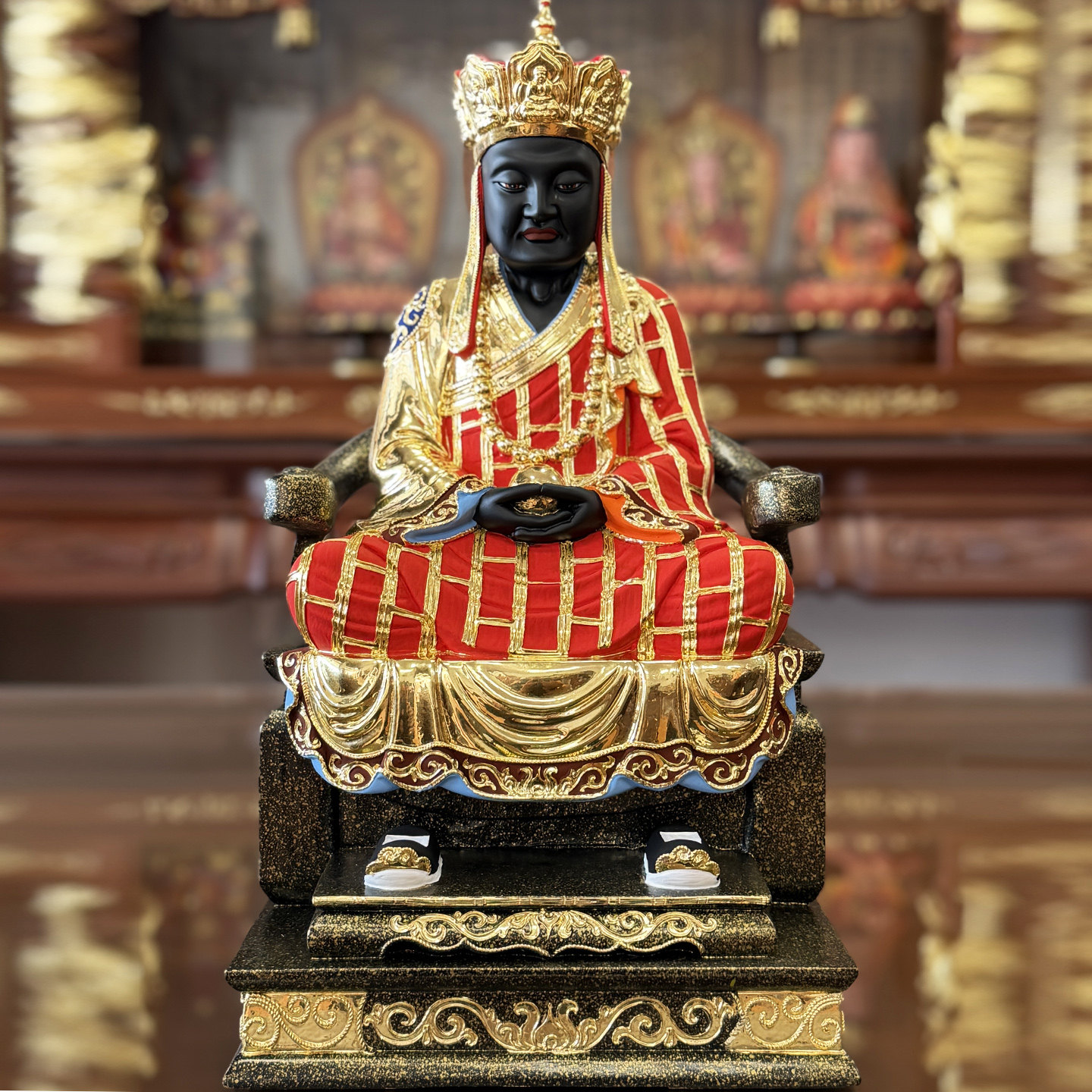 黑脸清水祖师神像 香樟木手工精雕清水祖师公像 贴金彩绘12寸16寸