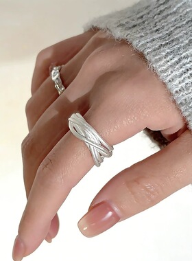 极简多层线条戒指女冷淡风个性百搭气质开口指环嘻哈网红食指戒潮
