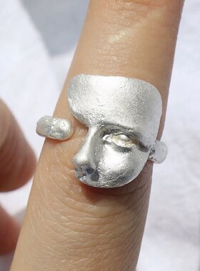 甜酷人脸面具戒指女个性时尚欧美风夸张时尚开口指环网红食指戒潮