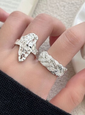 简约麻花编织戒指女几何不规则时尚开口指环个性嘻哈朋克食指戒潮