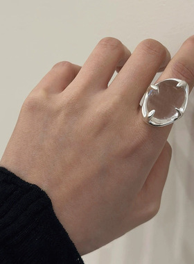 清透白月光精致戒指女时尚个性轻奢优雅开口指环夸张网红食指戒潮