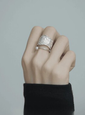 几何线条肌理戒指女简约轻奢双层小众时髦感S925镀银开口食指环潮