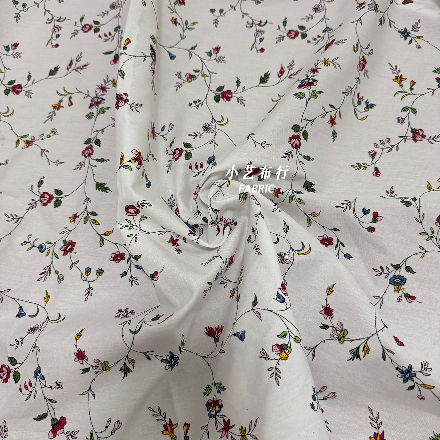 一米价米白底田园小碎花全棉面料床品四件套衬衫裙子家居服手工布