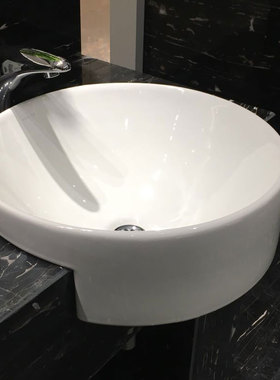 科勒台盆K-97013T-0乔司16寸正圆形半嵌入式陶瓷白色洗脸盆