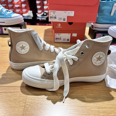 匡威系带加绒保暖冬款高帮皮质鞋