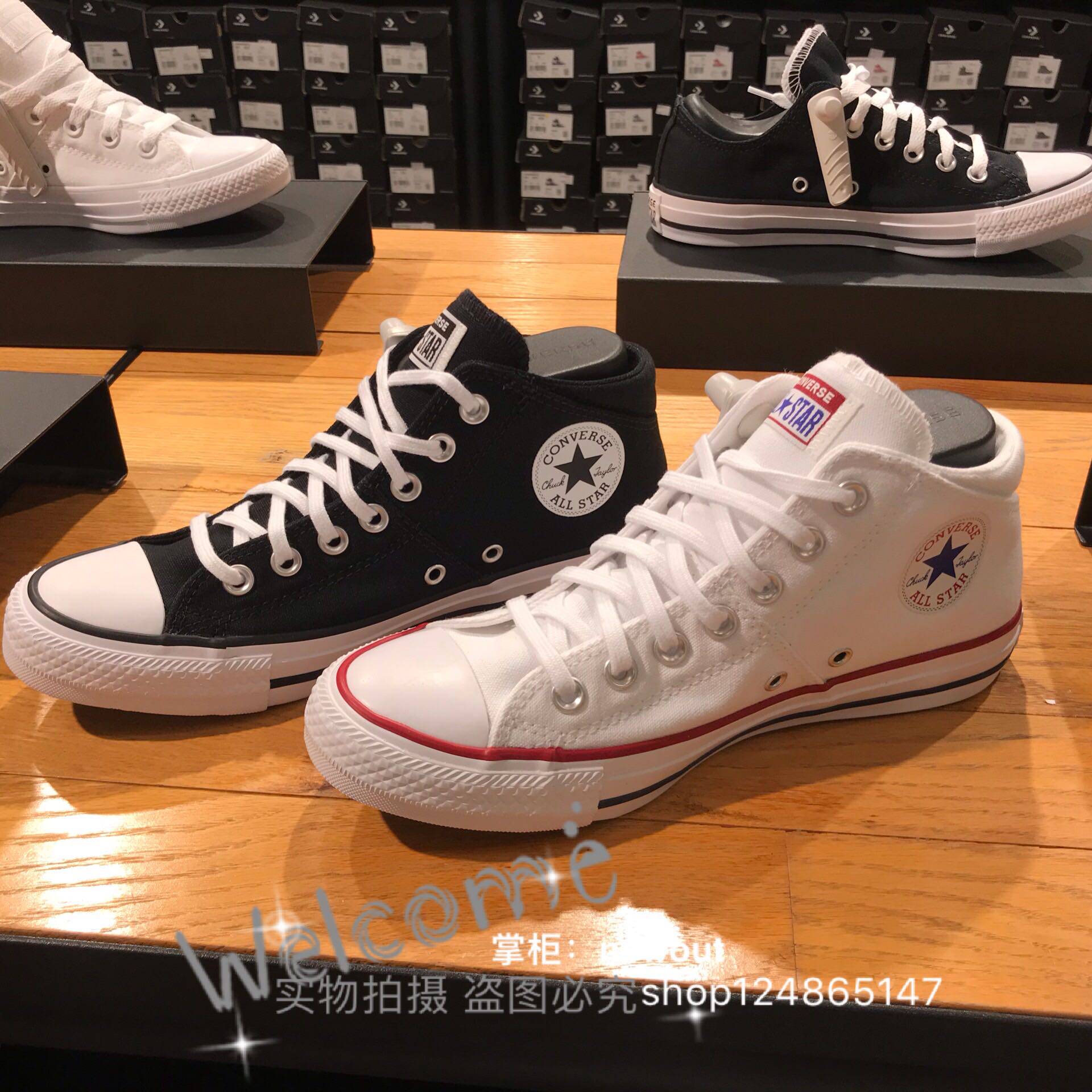 匡威新款allstar经典百搭黑白中帮休闲帆布鞋男女563511F 563512C