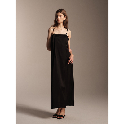 SOFTSELF雾绒诗秋季新款蕾丝醋酸吊带长裙长款法式女高级感