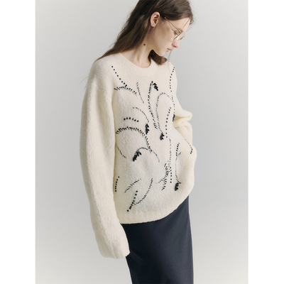 月桂钉珠装饰毛针织衫