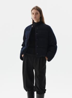 SoftSelf·和煦之墨轻柔绒面感时髦圆领短款白鹅绒羽绒服外套新款