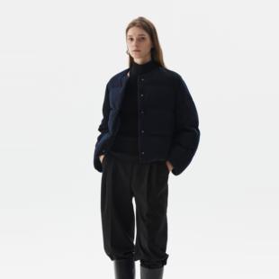 SoftSelf·和煦之墨轻柔绒面感时髦圆领短款白鹅绒羽绒服外套新款