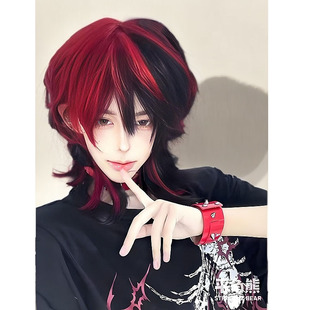 短发男狼尾鲻鱼头双拼色层次感发尾韩版帅气仿真自然整顶全头套式