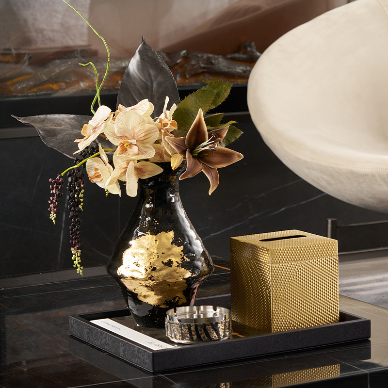 中式花器花艺托盘组合摆件氛围感