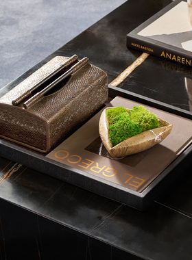 集设中式会所高级感蛇皮纹纸巾盒果盘托盘邸高桌面氛围高颜值摆件