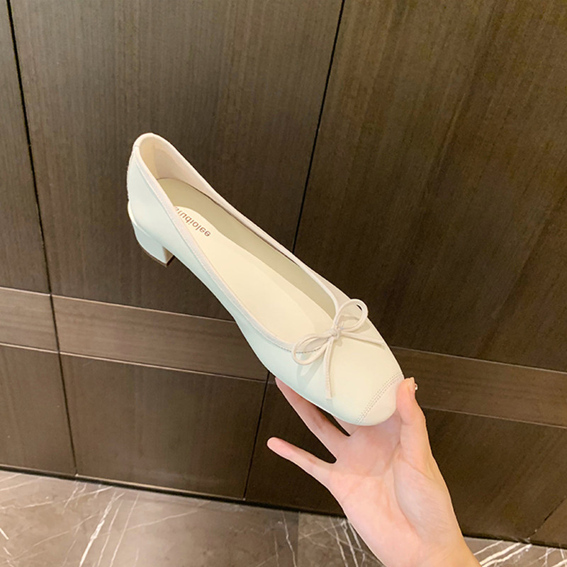 蝴蝶结平底芭蕾舞鞋真丝单鞋女