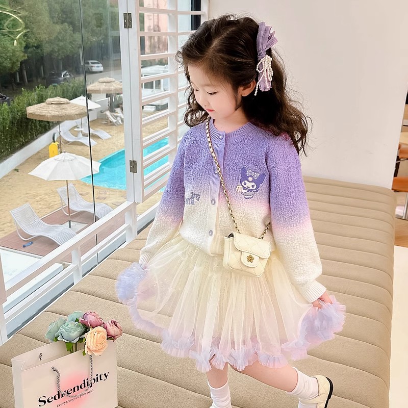 女小童突突裙套装春秋款女宝宝库洛米毛衣春装小女孩公主两件套潮