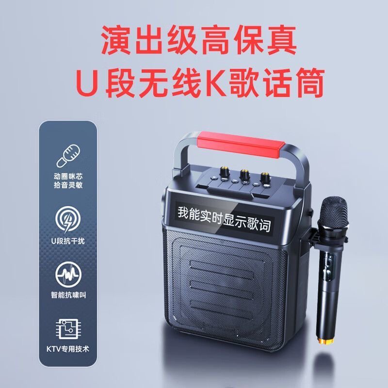 纽曼K22户外K歌神器支架便携蓝牙音响广场舞歌词显示屏录音低音炮