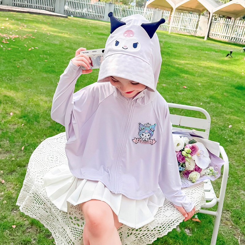 女童紫色时髦防晒衣2025新款女宝宝冰凉夏季外套儿童夏天洋气开衫