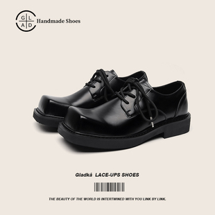 Gladka英伦风德比鞋男款厚底增高方头休闲皮鞋工装鞋复古通勤潮男