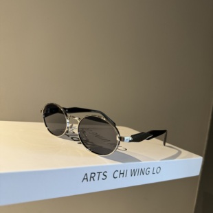 复古港风金属椭圆形墨镜女防晒高级感小框90年代凹造型太阳眼镜男