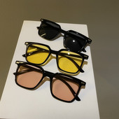 韩国明星太阳镜女透明黄色镜片复古方框街拍墨镜男潮个性 嘻哈眼镜