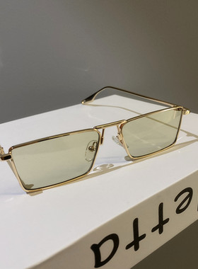 韩国新款浅绿色金属方框太阳眼镜女小框isn网红款凹造型墨镜男