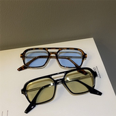 韩国明星同款 双梁彩色透明墨镜女橄榄绿复古个性 太阳眼镜男潮街拍